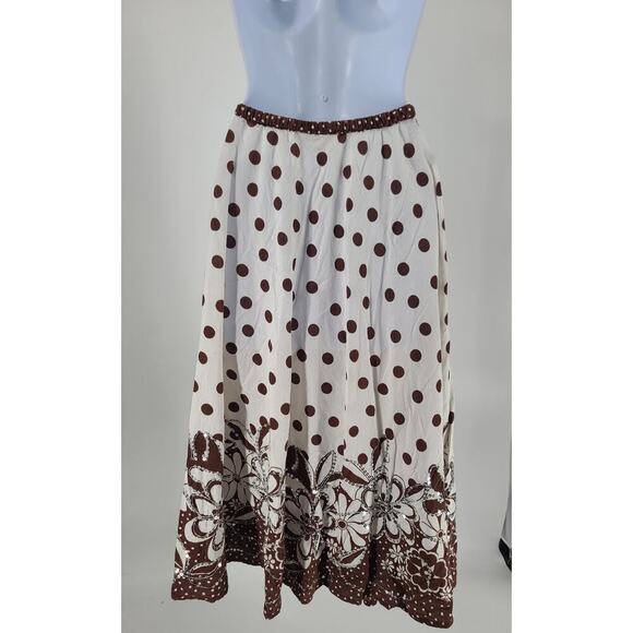 Indian Tropical women's polka dot midi Skirt Prairie 100% cotton Sequins Career - Picture 3 of 8